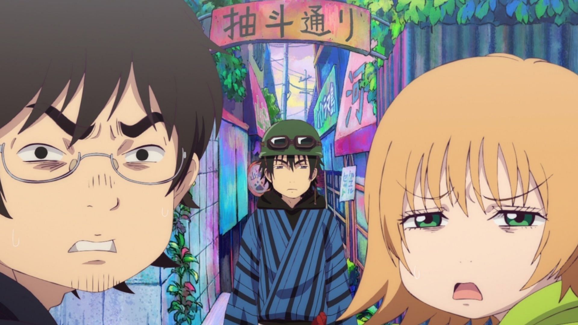 Mogura, Magi, and Yaeko as seen in Dekin no Mogura episode 1 (Image via Brain's Base)